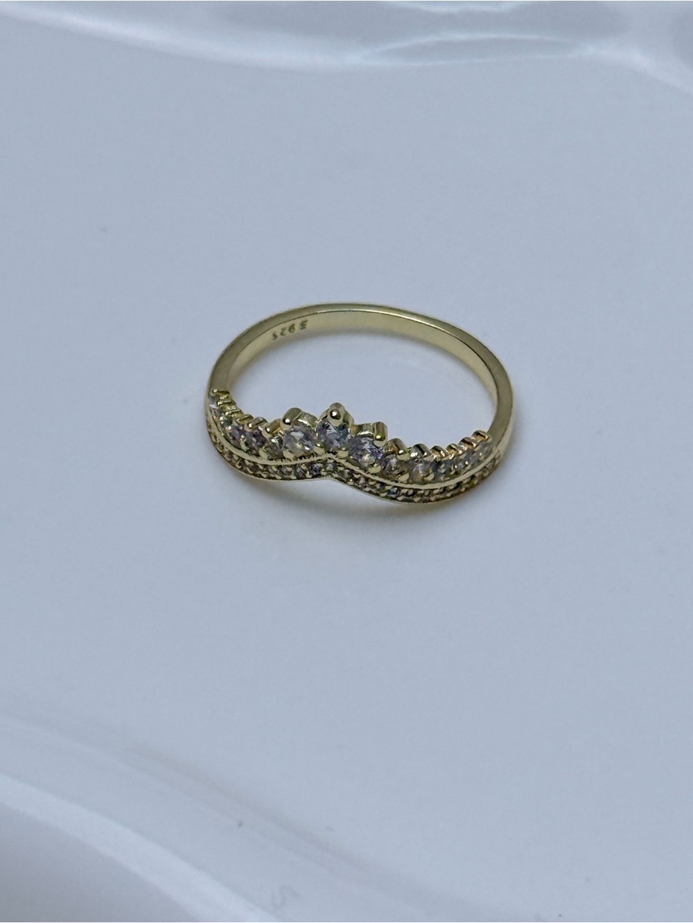 Gold-Tone CZ Wave Ring - Size 8